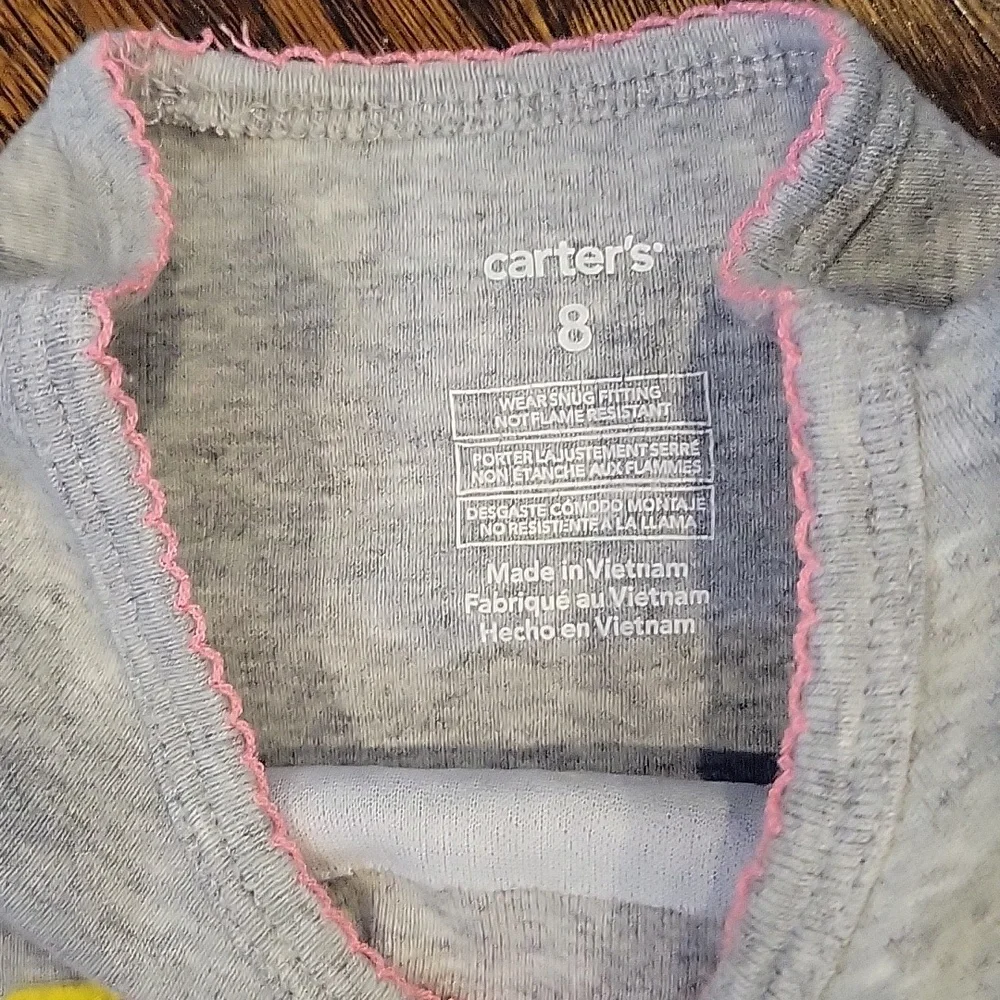 Carters Girls Sz 8 Dinosaur Pajama Set - Pink & Gray 2 3piece Set Bundle